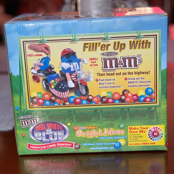 M&m’s  collectible RARE Variant flames motorcycle w/ side car  candy dispenser - Picture 5 of 10